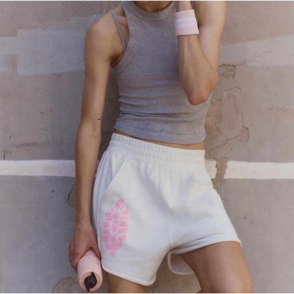 NWT Free People Movement All Star Logo Buti Shorts White/pink XL